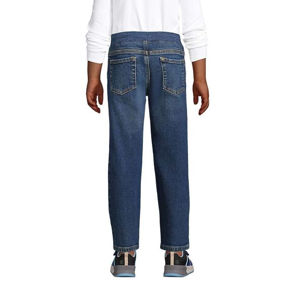 Lands End Boys Small Iron Knee Stretch Pull On Jeans Dark Wash Denim NWT - Picture 2 of 13